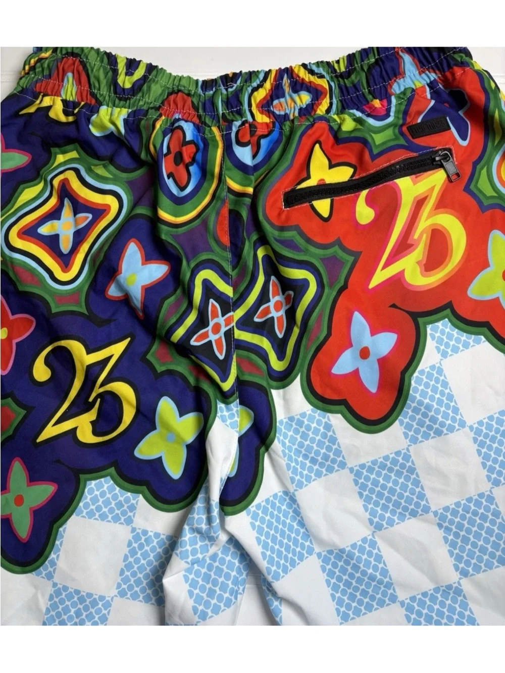 Two Thr33 Originals Mens Large Swim Shorts Abstract Pattern Drawstring 7.5